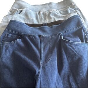 Halara Pull On Jeans Sz M Light/ Dark Blue Wash Wide Leg Lot Of 2